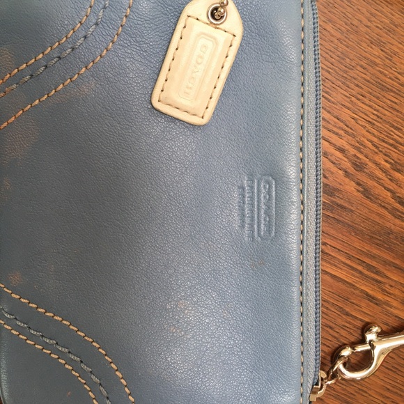 Coach wristlet. Zippered closure. Size 6.5 x 4”.  Baby Blue color- love it! - Picture 2 of 5